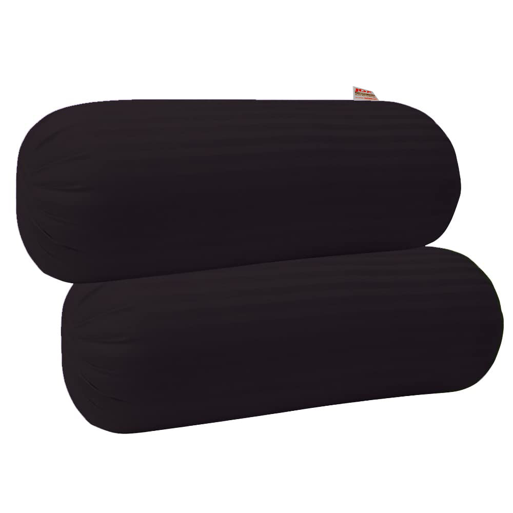 JDX Microfibre Round Bolster Bed/Sofa/Diwan Pillow | Light, Soft & Fluffy for Neck & Back Support | Washable Breathable, Durable | Size 15x34 Inch - Big Round Pillow | Set of 2