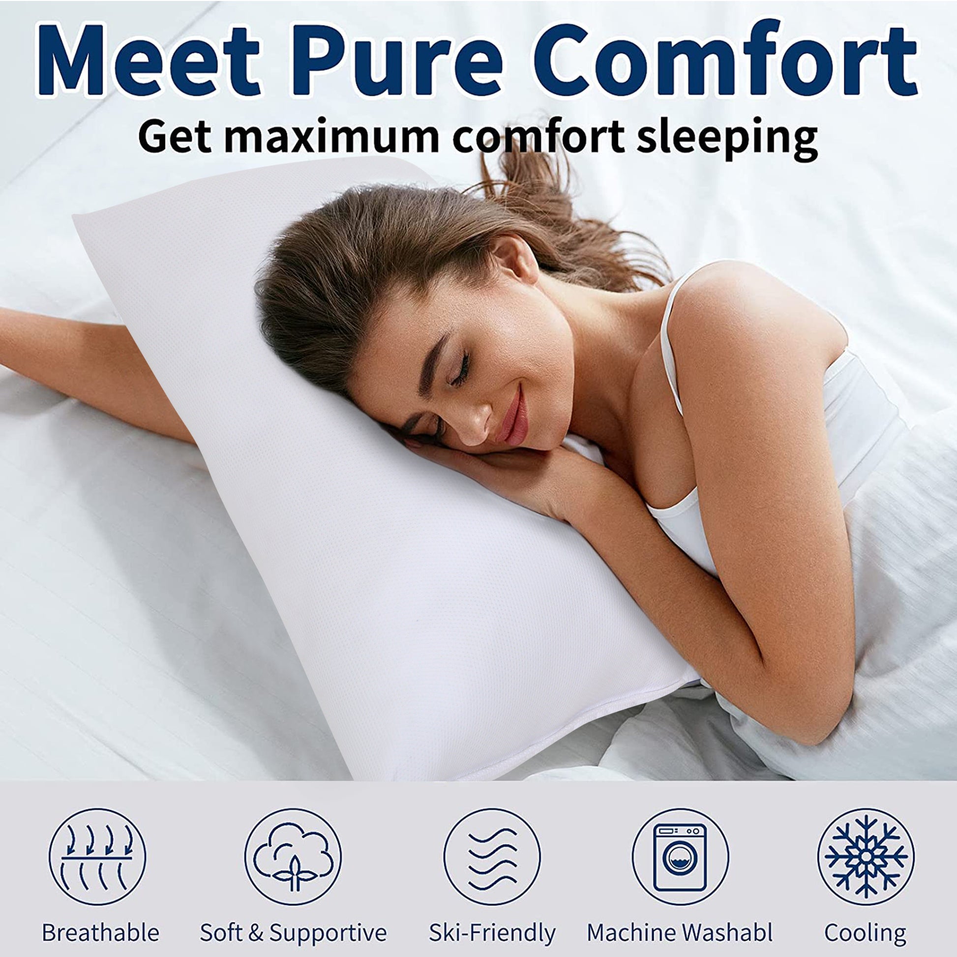 JDX Sleeping Pillow | JDX Premium Hotel Quality Soft Dot knit Fiber Pillow for Bedroom Pack of 2 | Pillow pillows takiya, 16x24 inches - JDX STORE