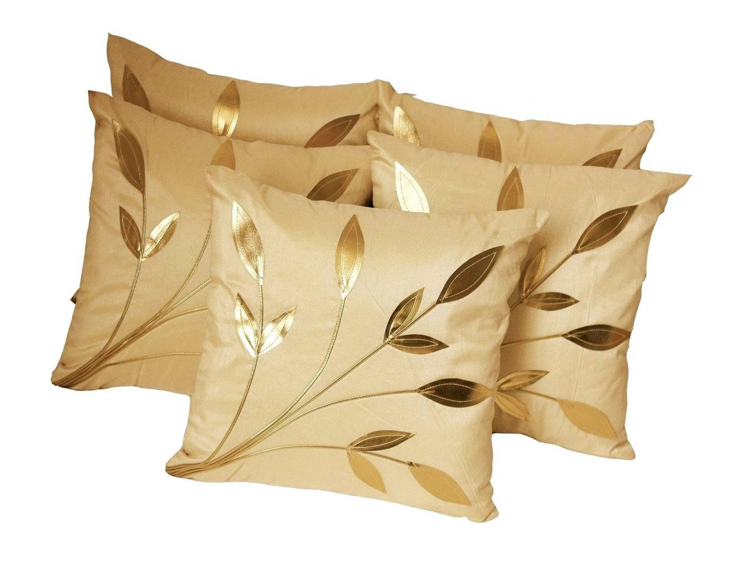 JDX Cushion cover | Dupion Silk Beige color Cusion Cover sofa Set of 5 for living room { Size 40x40 inches ,Beige,}