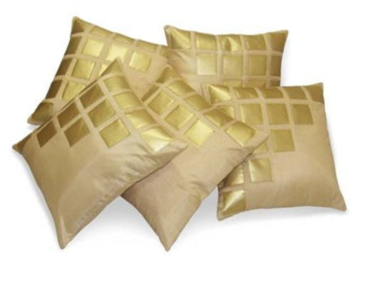 JDX Set of 5 Decorative Hand Made Sofa Cushion Covers for living room - (16 X 16 INCHES), Red, Gold