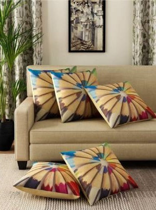 JDX Set of 5 designer Hand Made Jute Throw/Pillow Cushion Covers - (16 X 16 INCHES)