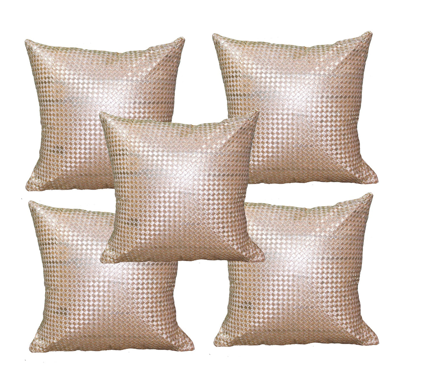 JDX Cushion cover | Designer Dupion Silk Beige color Cusion Cover sofa Set of 5 for living room { Size 16x16 inches ,Beige,}