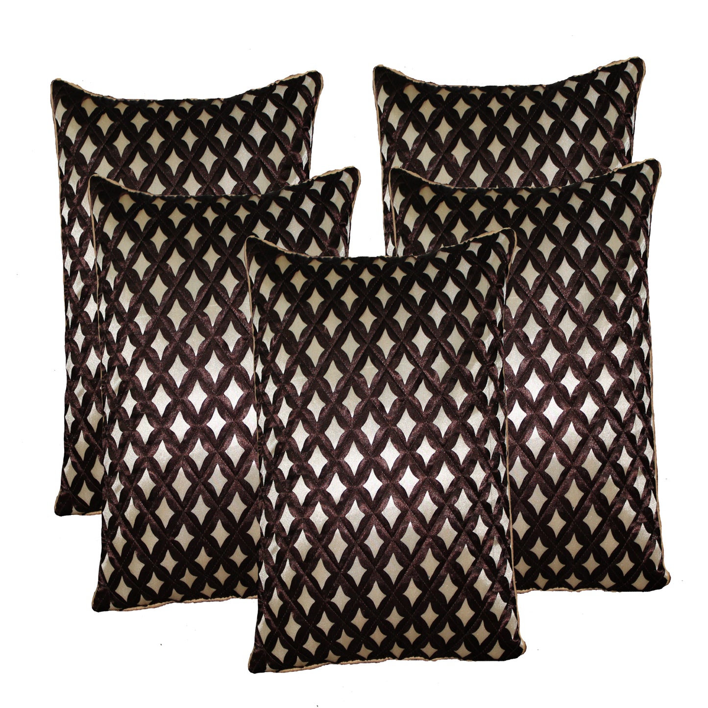 JDX Cushion Cover Set Cushion Cover| Prited Velvet Cushion Cover Set of 5 16x16 inches or 40x40 cm | Cushion Cover, Cushion Cover Set of 5, Sofa Cushion Covers (Black)