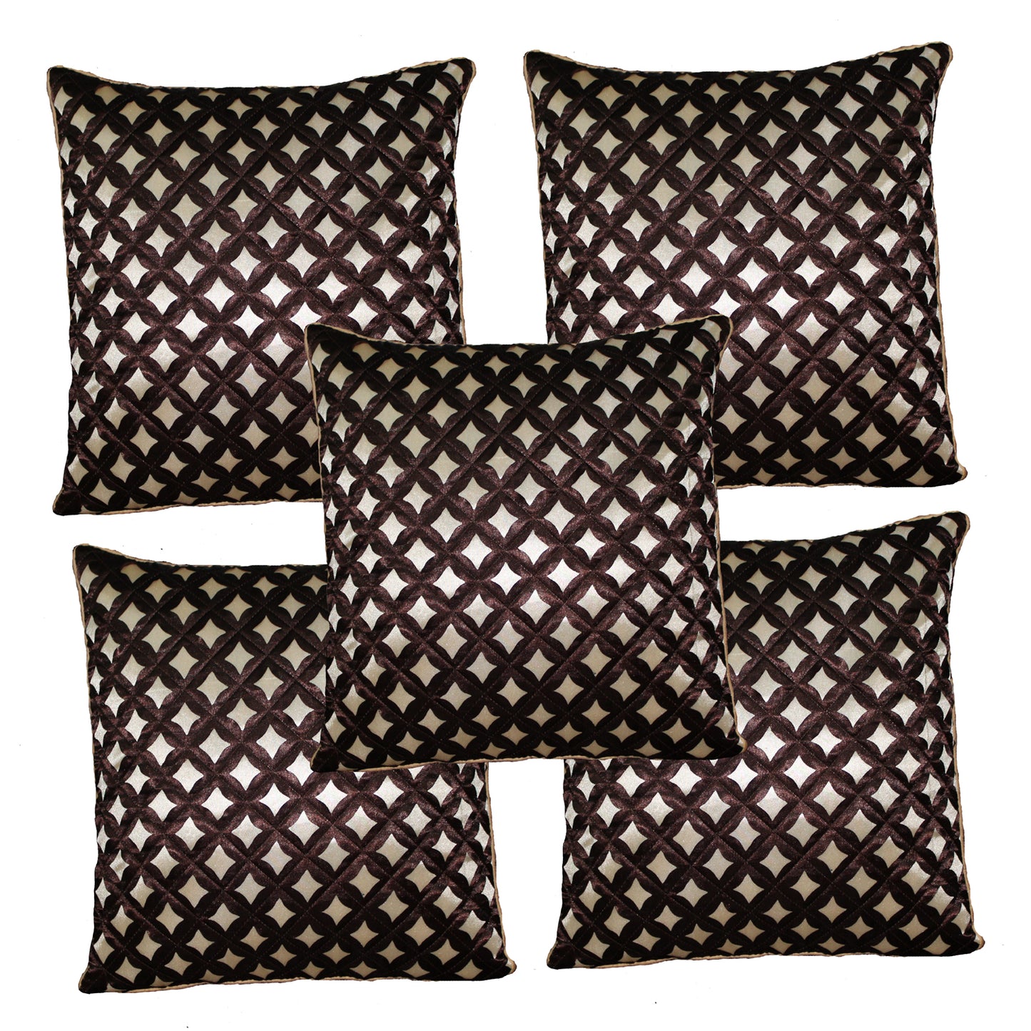 JDX Cushion Cover Set Cushion Cover| Prited Velvet Cushion Cover Set of 5 16x16 inches or 40x40 cm | Cushion Cover, Cushion Cover Set of 5, Sofa Cushion Covers (Black)