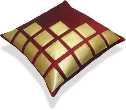JDX Set of 5 Decorative Hand Made Sofa Cushion Covers for living room - (16 X 16 INCHES), Red, Gold