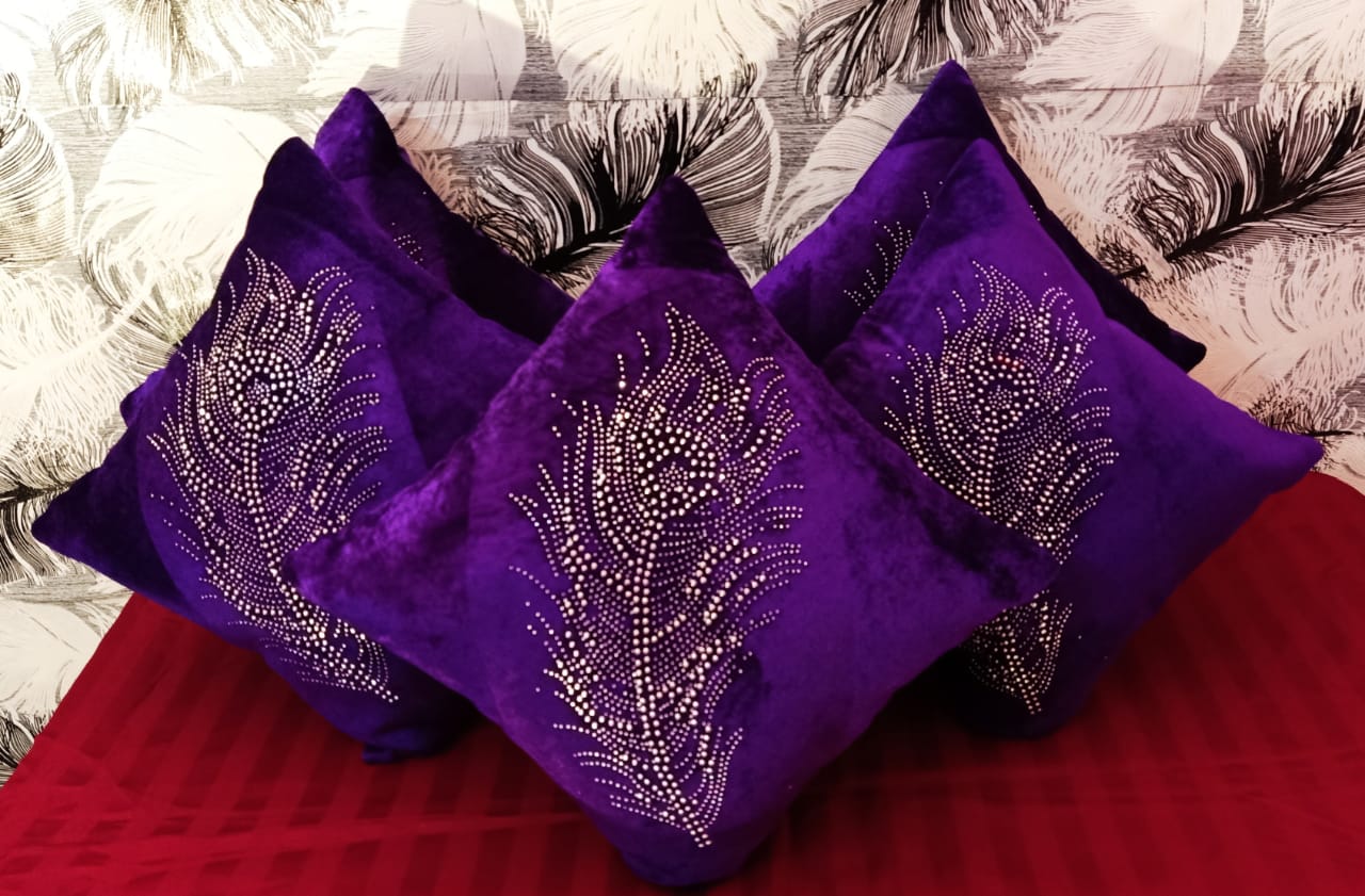 JDX Set of 5 Decorative Hand Made Velvet Throw/Pillow Cushion Covers - (16 X 16 INCHES)