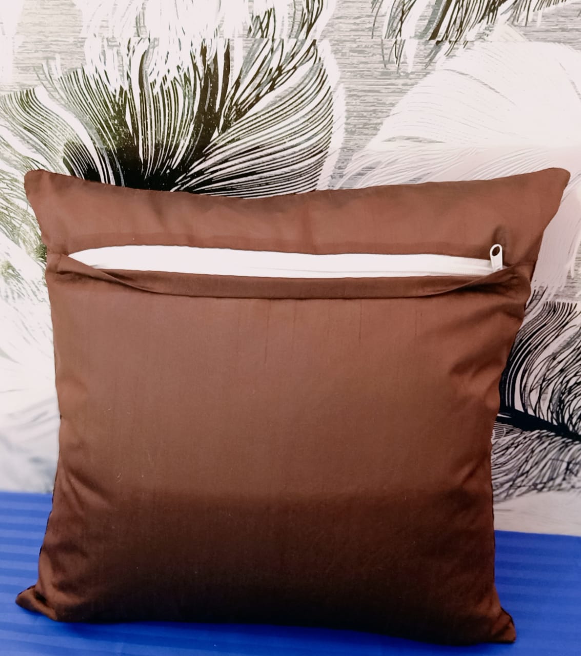 JDXSet of 5 Decorative Hand Made Velvet Throw/Pillow Cushion Covers - (16 X 16 INCHES, Brown) | Cushion Cover, Cushion Cover Set of 5, Sofa Cushion Covers