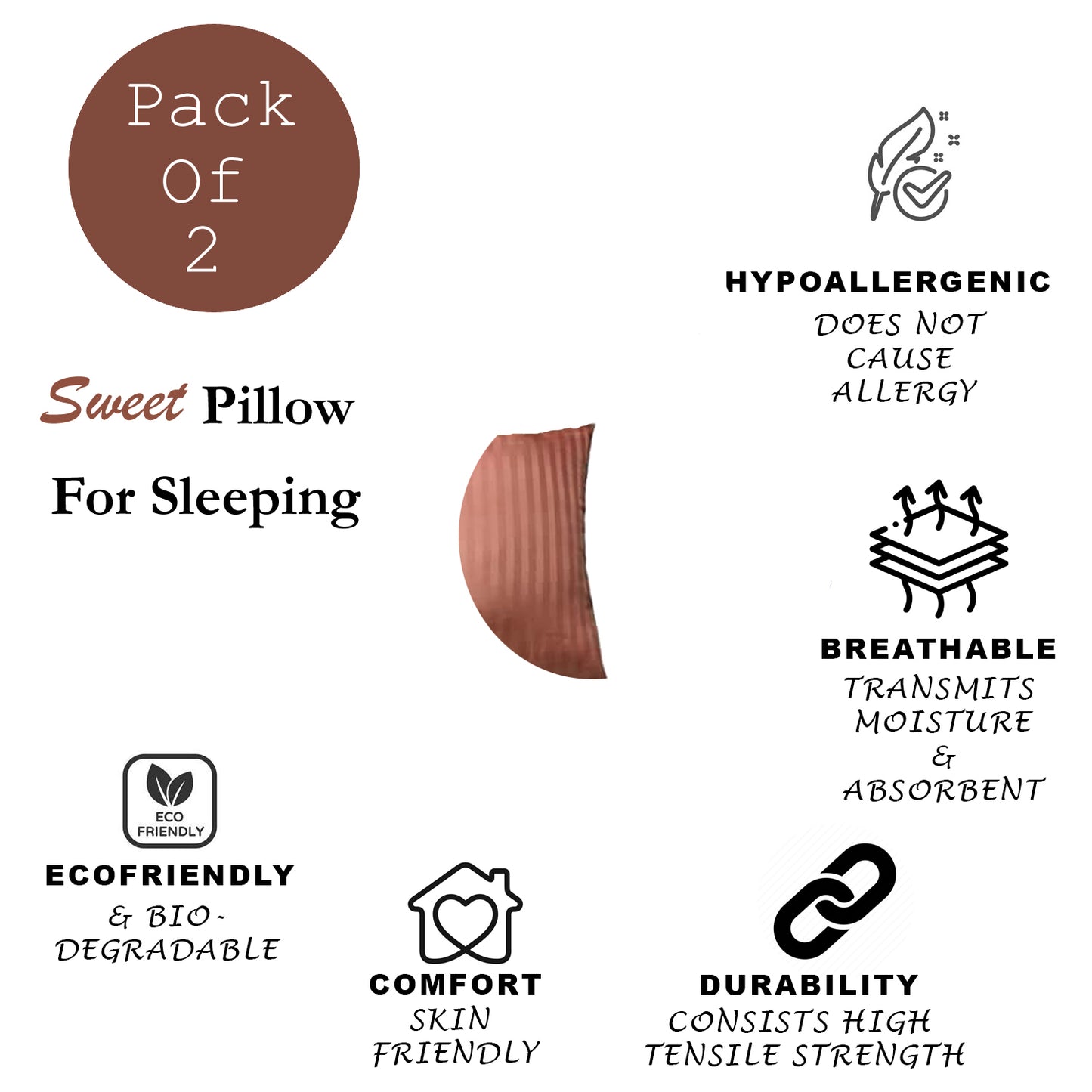 JDX Luxurious Brown Microfiber Pillow Filler Set of 2 for Home and Décor - JDX STORE