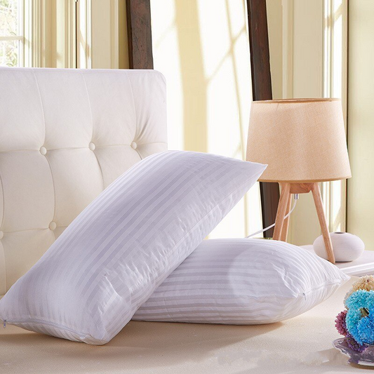 Premium Striped Fabric Luxury Premium Pillows - Pack of 2 Pcs| White | Conjugated Virgin Fiber Filling | Hotel Quality Linen - JDX STORE