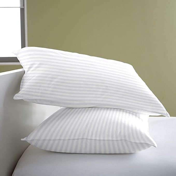 Premium Striped Fabric Luxury Premium Pillows - Pack of 2 Pcs| White | Conjugated Virgin Fiber Filling | Hotel Quality Linen - JDX STORE