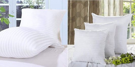 JDX Hotel Quality and Soft Fiber Striped White Cushion Set of 5 for Living Room and Sofa - JDX STORE