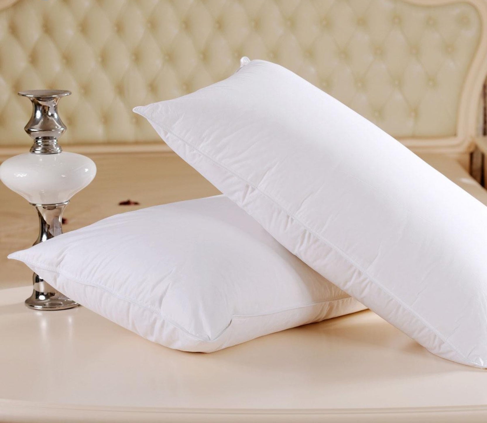 JDX White Pillows for Sleeping 2 Pack with Luxury Hotel Quality, Super Plush Fiber Filling, Top-end Microfiber Cover for Side Stomach Back Sleepers - JDX STORE