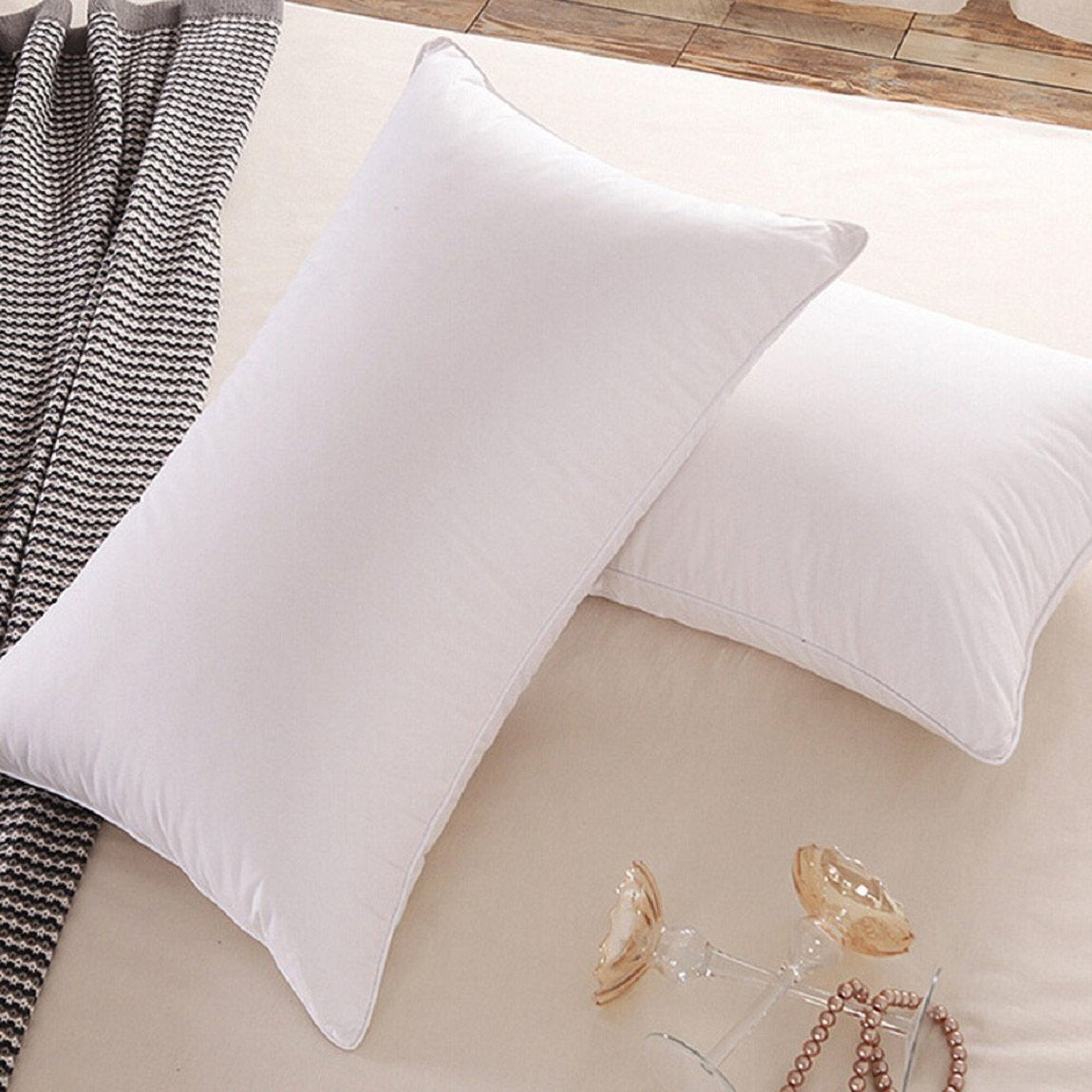 JDX White Pillows for Sleeping 2 Pack with Luxury Hotel Quality, Super Plush Fiber Filling, Top-end Microfiber Cover for Side Stomach Back Sleepers - JDX STORE