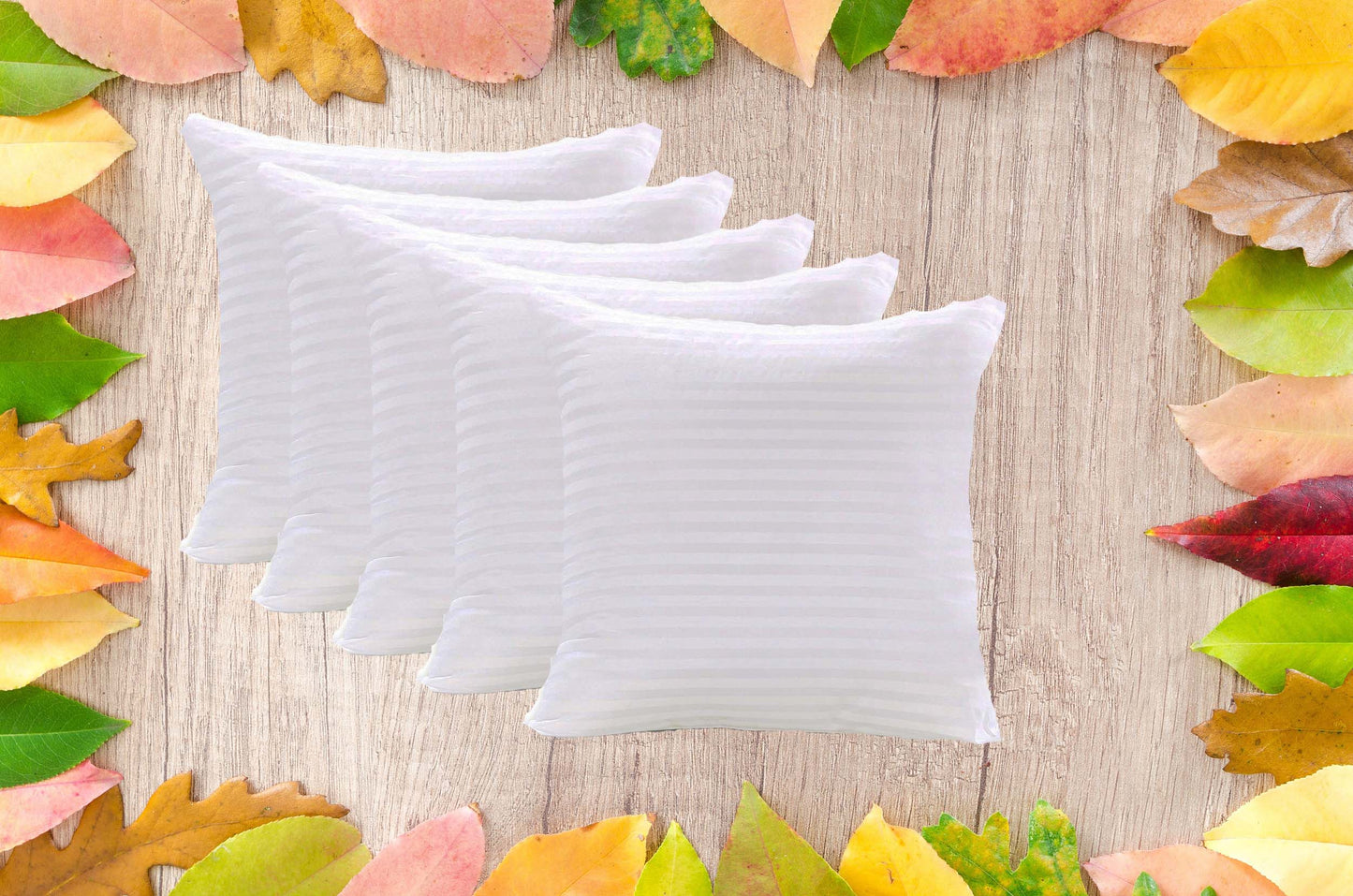 JDX Hotel Quanlity Microfiber Satin Striped Cushion Filler, Set of 5- White - JDX STORE