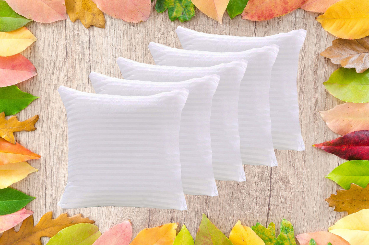 JDX Hotel Quanlity Microfiber Satin Striped Cushion Filler, Set of 5- White - JDX STORE