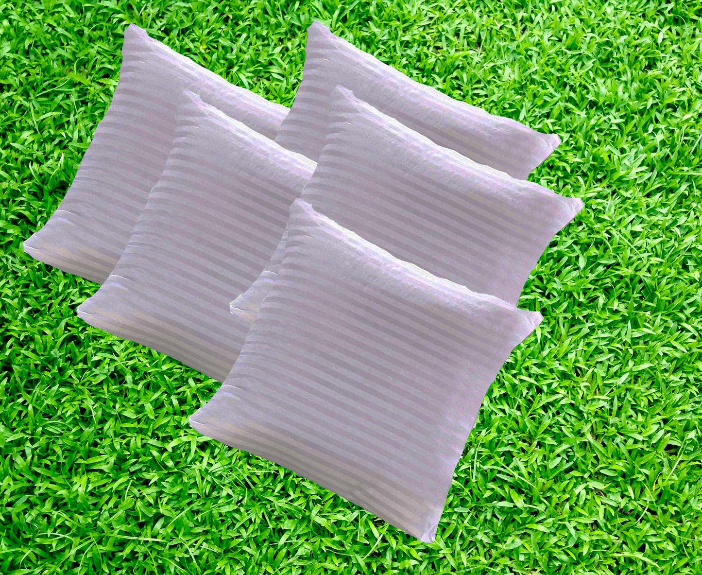 JDX Hotel Quanlity Microfiber Satin Striped Cushion Filler, Set of 5- White - JDX STORE