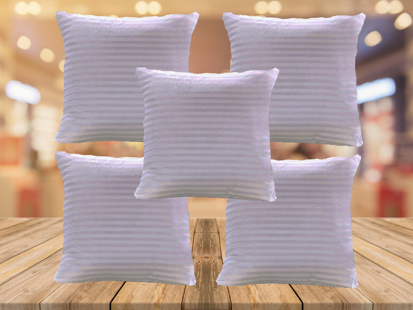 JDX Hotel Quanlity Microfiber Satin Striped Cushion Filler, Set of 5- White - JDX STORE