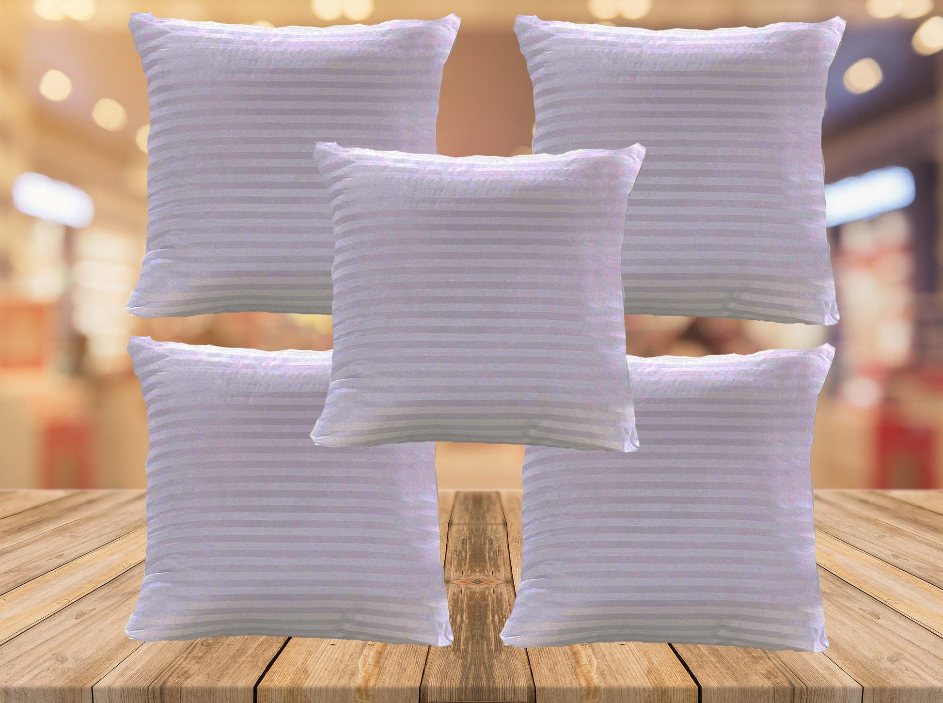 JDX Hotel Quanlity Microfiber Satin Striped Cushion Filler, Set of 5- White - JDX STORE