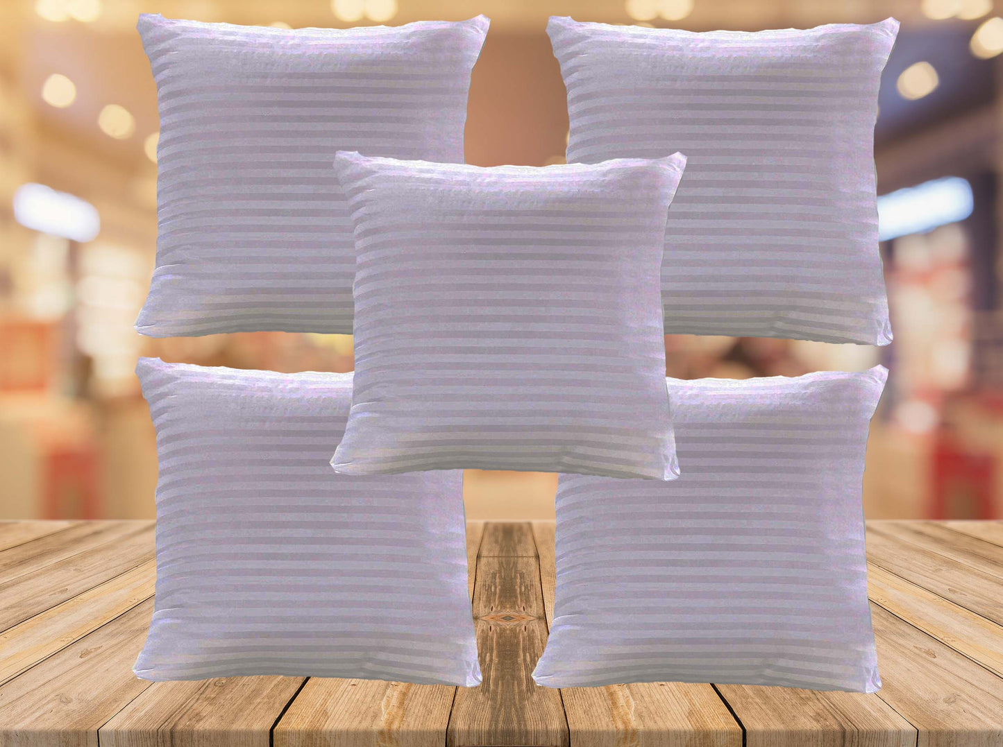 JDX Hotel Quanlity Microfiber Satin Striped Cushion Filler, Set of 5- White - JDX STORE