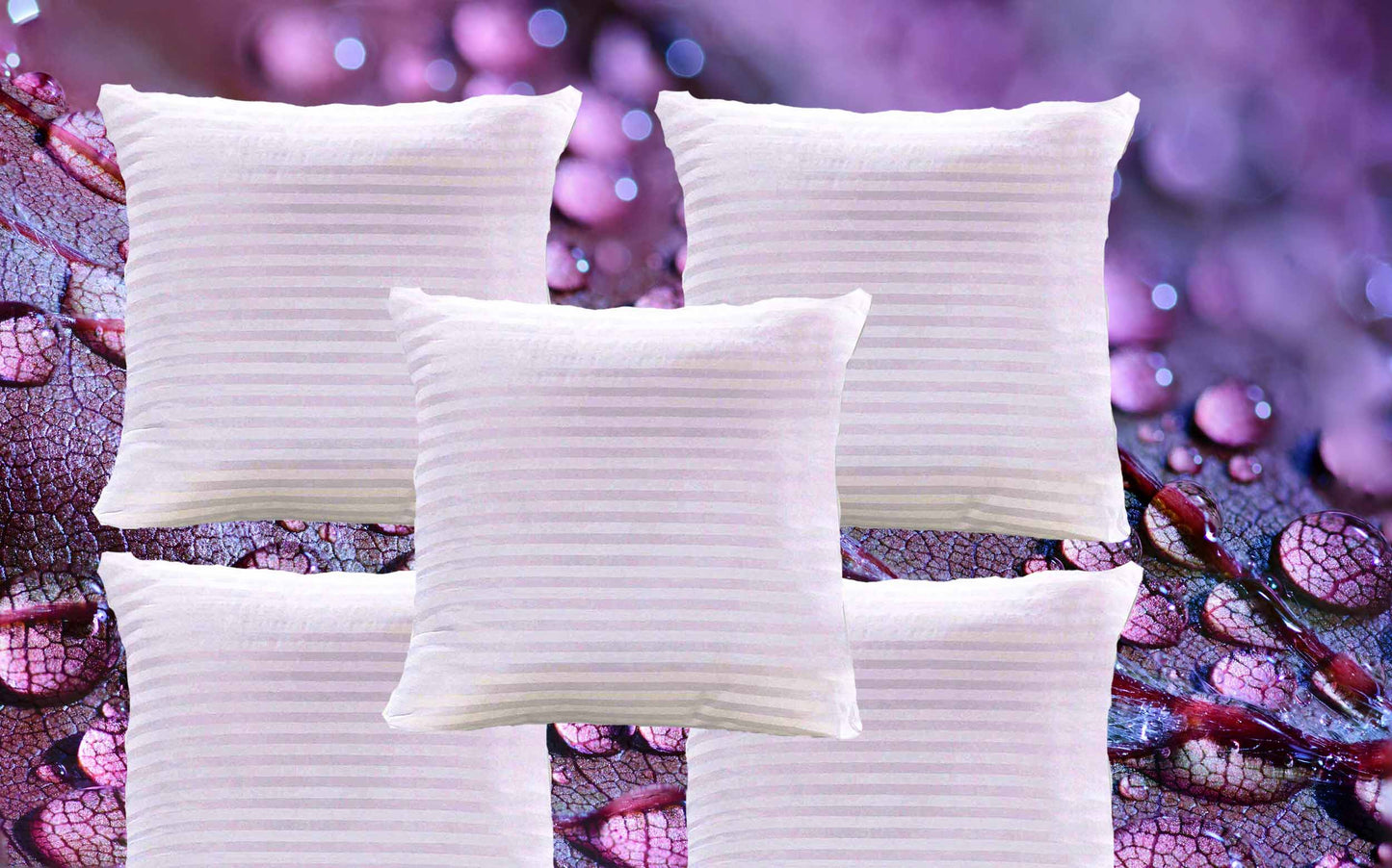 JDX Hotel Quanlity Microfiber Satin Striped Cushion Filler, Set of 5- White - JDX STORE