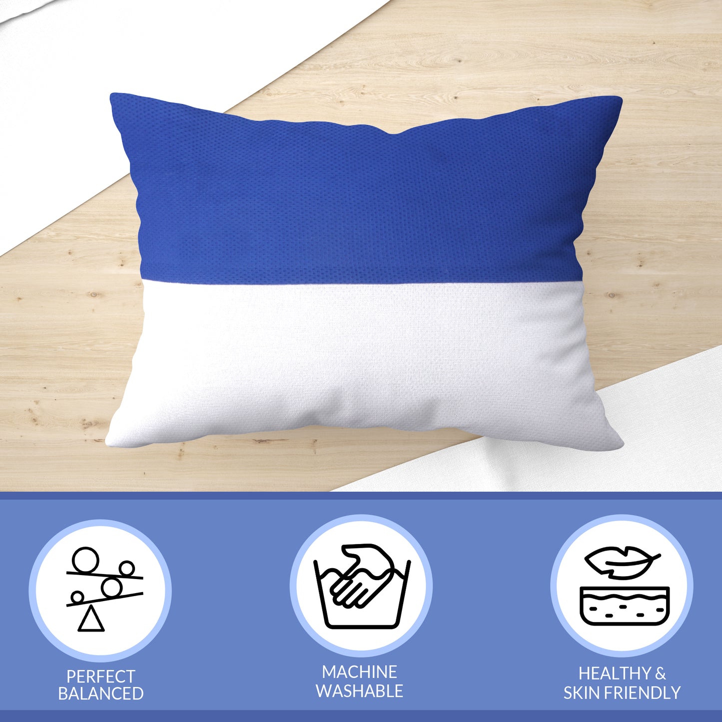 JDX Sleeping Pillow Polyester Fibre Solid Sleeping Pillow Pack of 2 (White and blue, Dot knit) | Pillow, Pillows, Takiya, Pillow Set