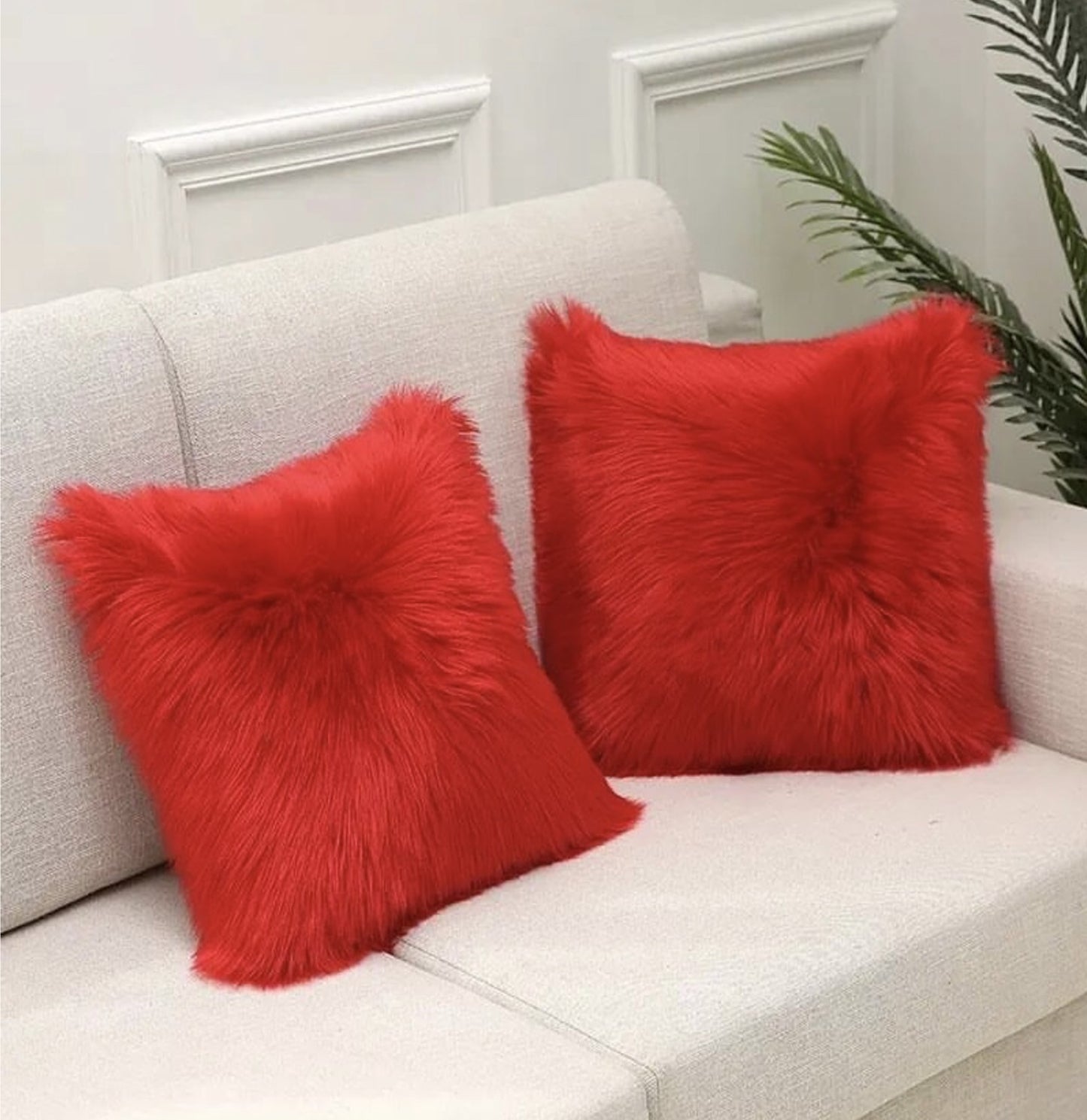 JDX fur Cushion | Ultra Soft Colored Fur (Double Side) Sofa Cushion Set of 2 for Living Room (cushion16x16 inches) | cushion, cushion set, cushion set of 2