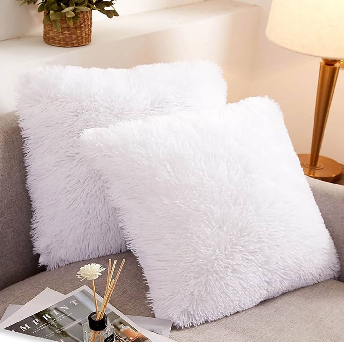 JDX fur Cushion | Ultra Soft Colored Fur (Double Side) Sofa Cushion Set of 2 for Living Room (cushion16x16 inches) | cushion, cushion set, cushion set of 2