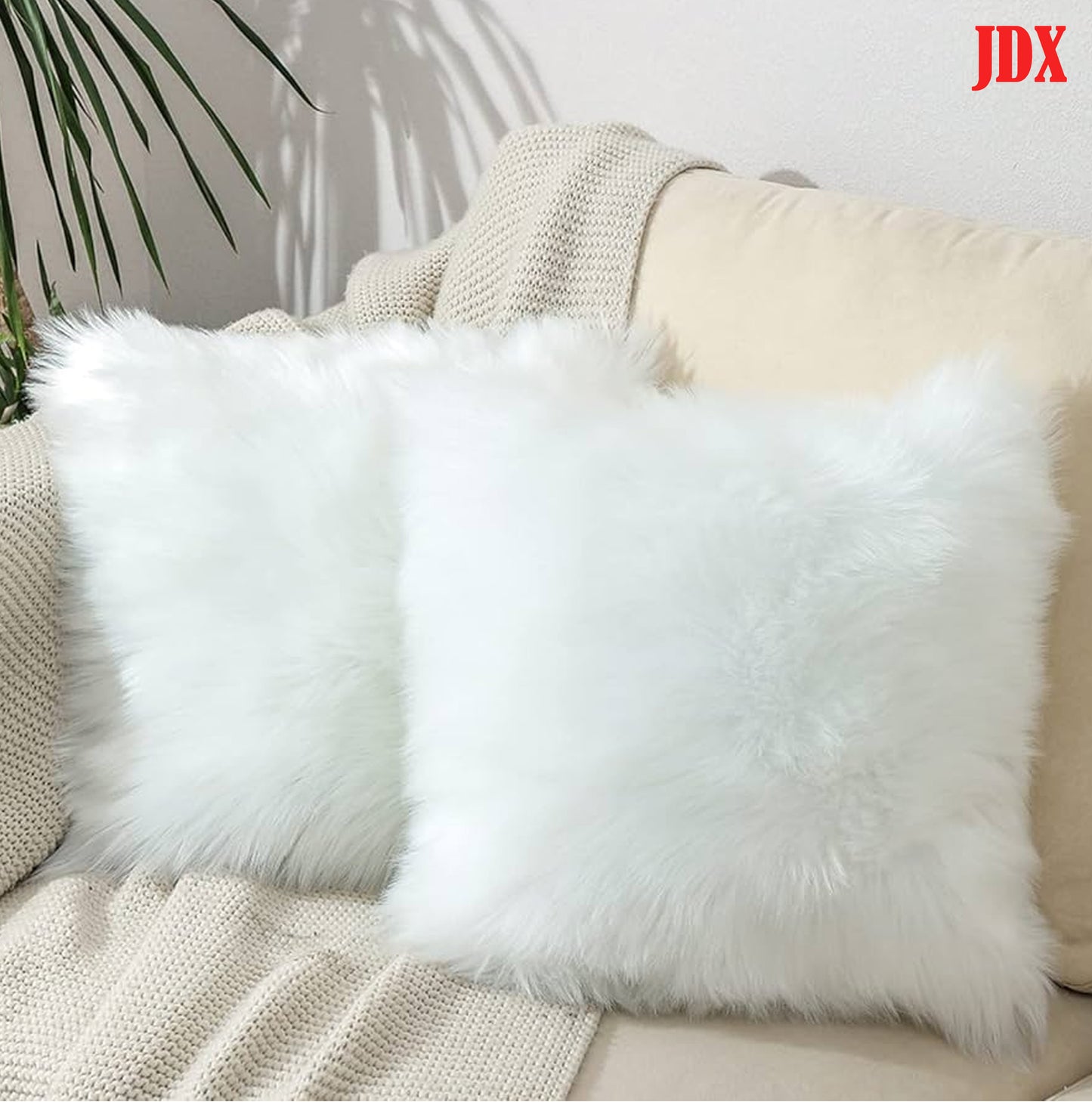 JDX fur Cushion | Ultra Soft Colored Fur (Double Side) Sofa Cushion Set of 2 for Living Room (cushion16x16 inches) | cushion, cushion set, cushion set of 2