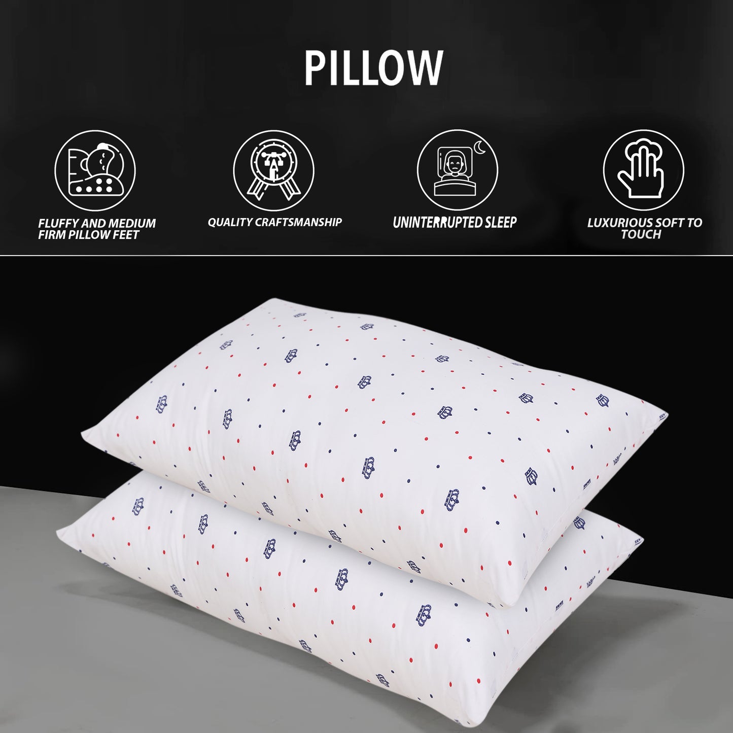 JDX Sleeping Pillow Ultra Soft Microfibre Abstract Printed Sleeping Pillow Pack of 2 (White) | Pillow, Pillows, Takiya, Pillow Set