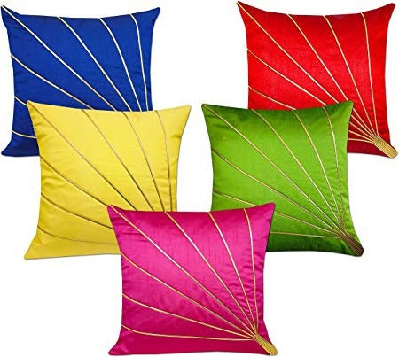 JDX Cushion Cover Set Cushion Cover Set of 5 | Cushion Cover Set 16x16 inches or 40x40 cm | Cushion Cover, Cushion Cover Set of 5, Sofa Cushion Covers (Multi)