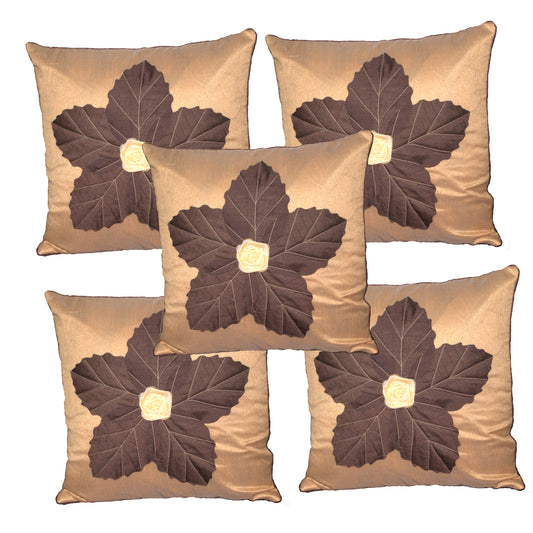 JDX Cushion Cover Set Cushion Cover Set of 5 | Cushion Cover Set 16x16 inches or 40x40 cm | Cushion Cover, Cushion Cover Set of 5, Sofa Cushion Covers (Beige)