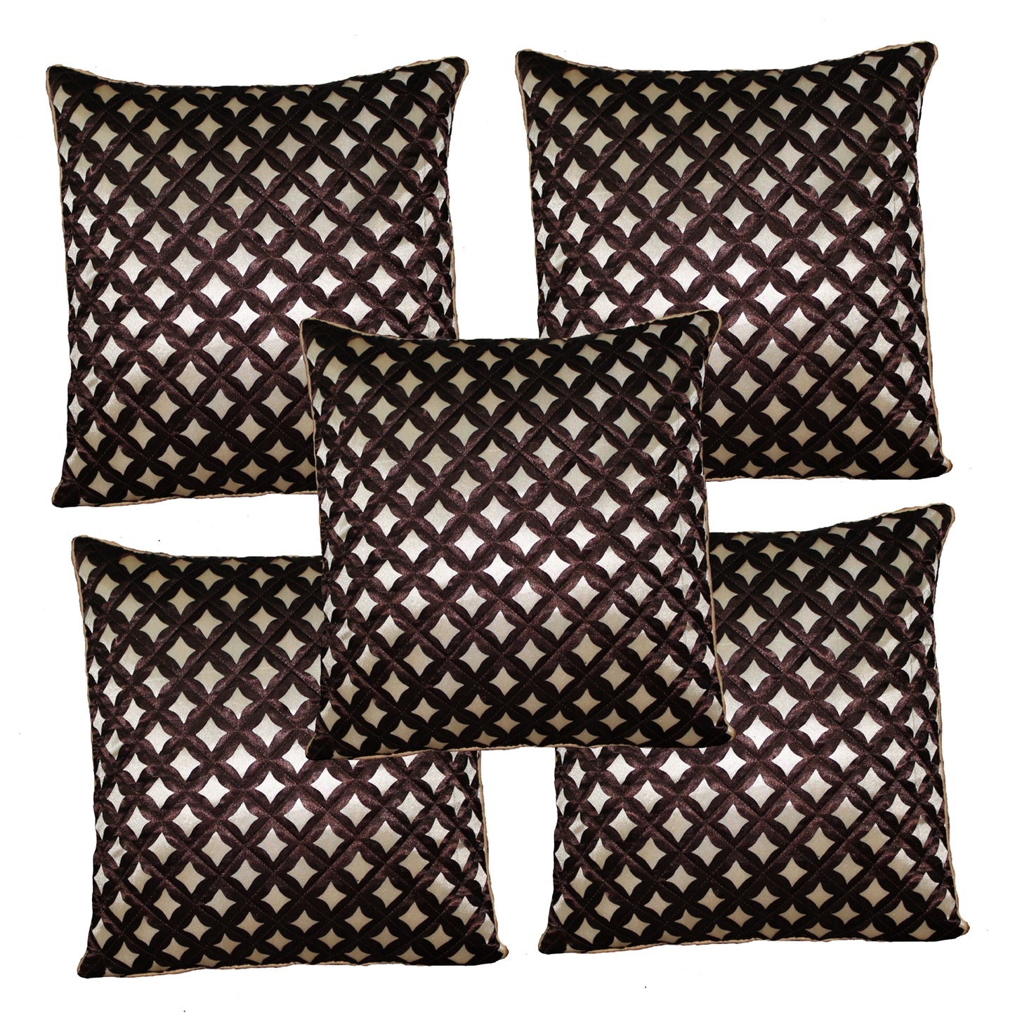 JDX Cushion Cover Set Cushion Cover| Prited Velvet Cushion Cover  Set of 5 16x16 inches or 40x40 cm | Cushion Cover, Cushion Cover Set of 5, Sofa Cushion Covers (Black)