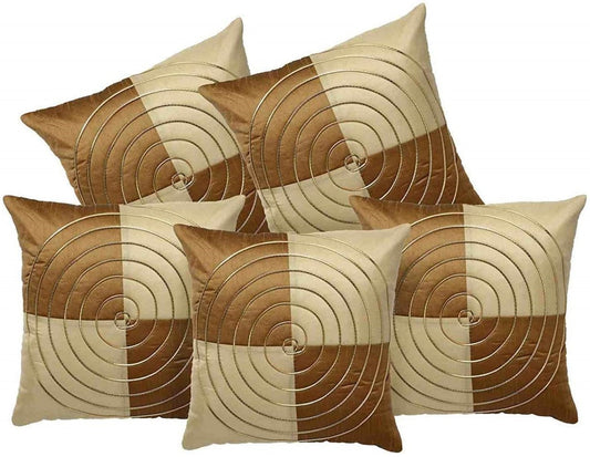 JDX Cushion cover |  Designer Dupion Silk Beige color Cusion Cover sofa Set of 5 for living room { Size 40x40 inches ,Beige,}