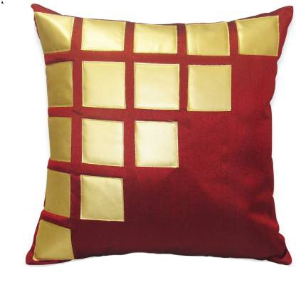 JDX Set of 5 Decorative Hand Made Sofa  Cushion Covers for living room - (16 X 16 INCHES), Red, Gold