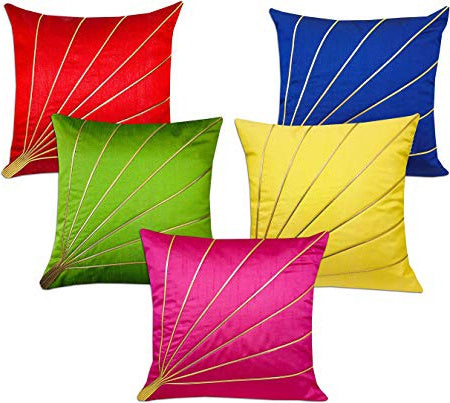 JDX Cushion Cover Set Cushion Cover Set of 5 | Cushion Cover Set 16x16 inches or 40x40 cm | Cushion Cover, Cushion Cover Set of 5, Sofa Cushion Covers (Multi)