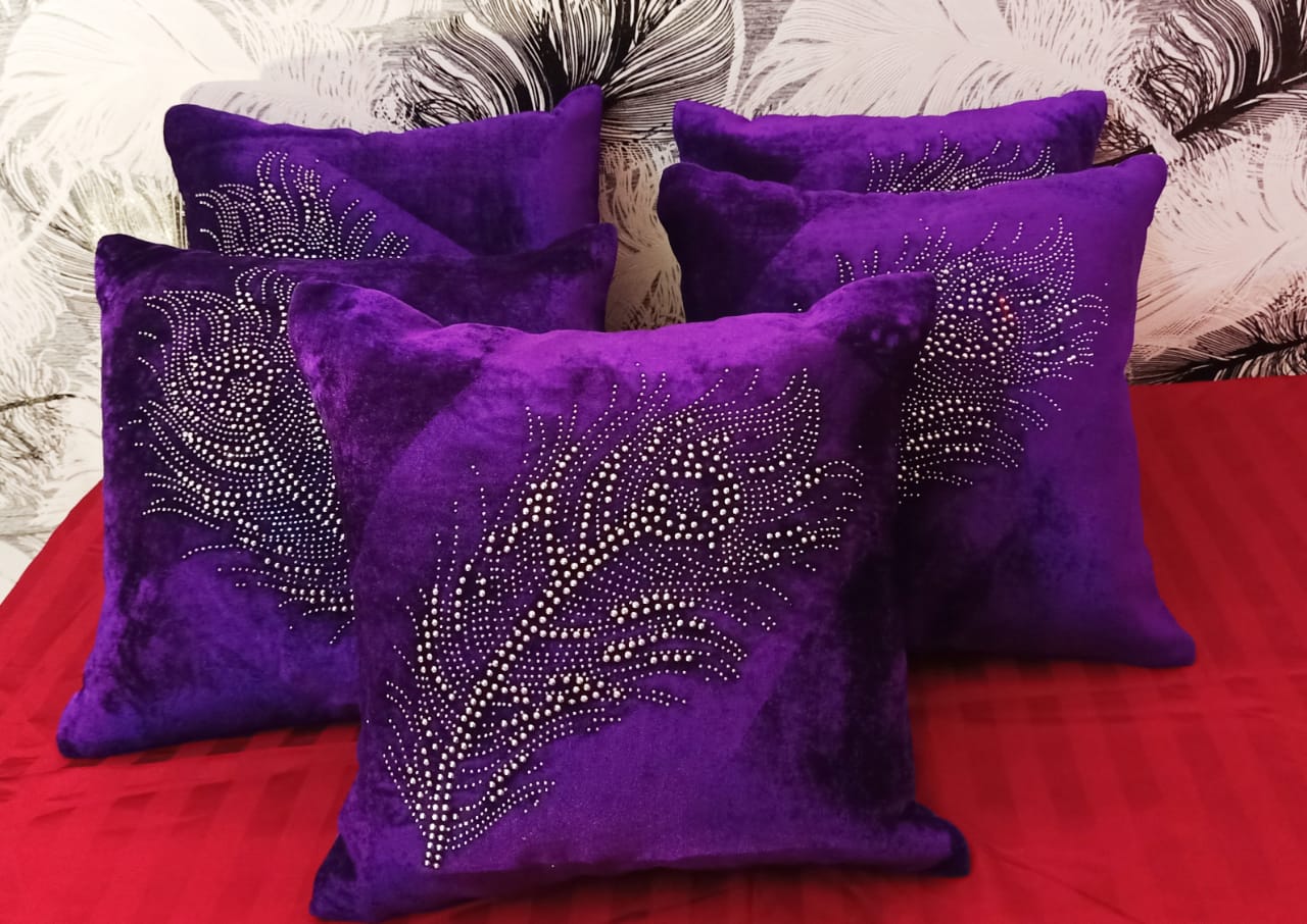 JDX  Set of 5 Decorative Hand Made Velvet Throw/Pillow Cushion Covers - (16 X 16 INCHES)