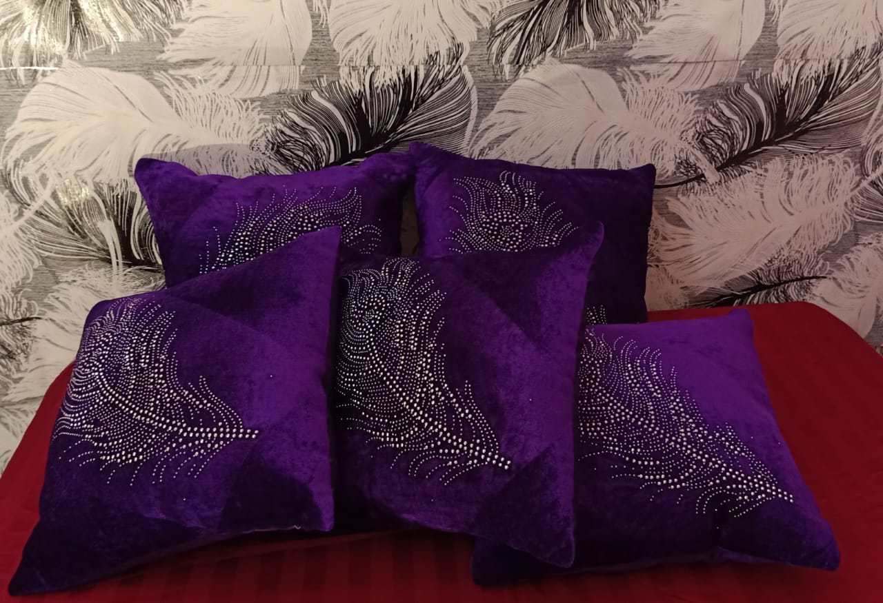 JDX  Set of 5 Decorative Hand Made Velvet Throw/Pillow Cushion Covers - (16 X 16 INCHES)