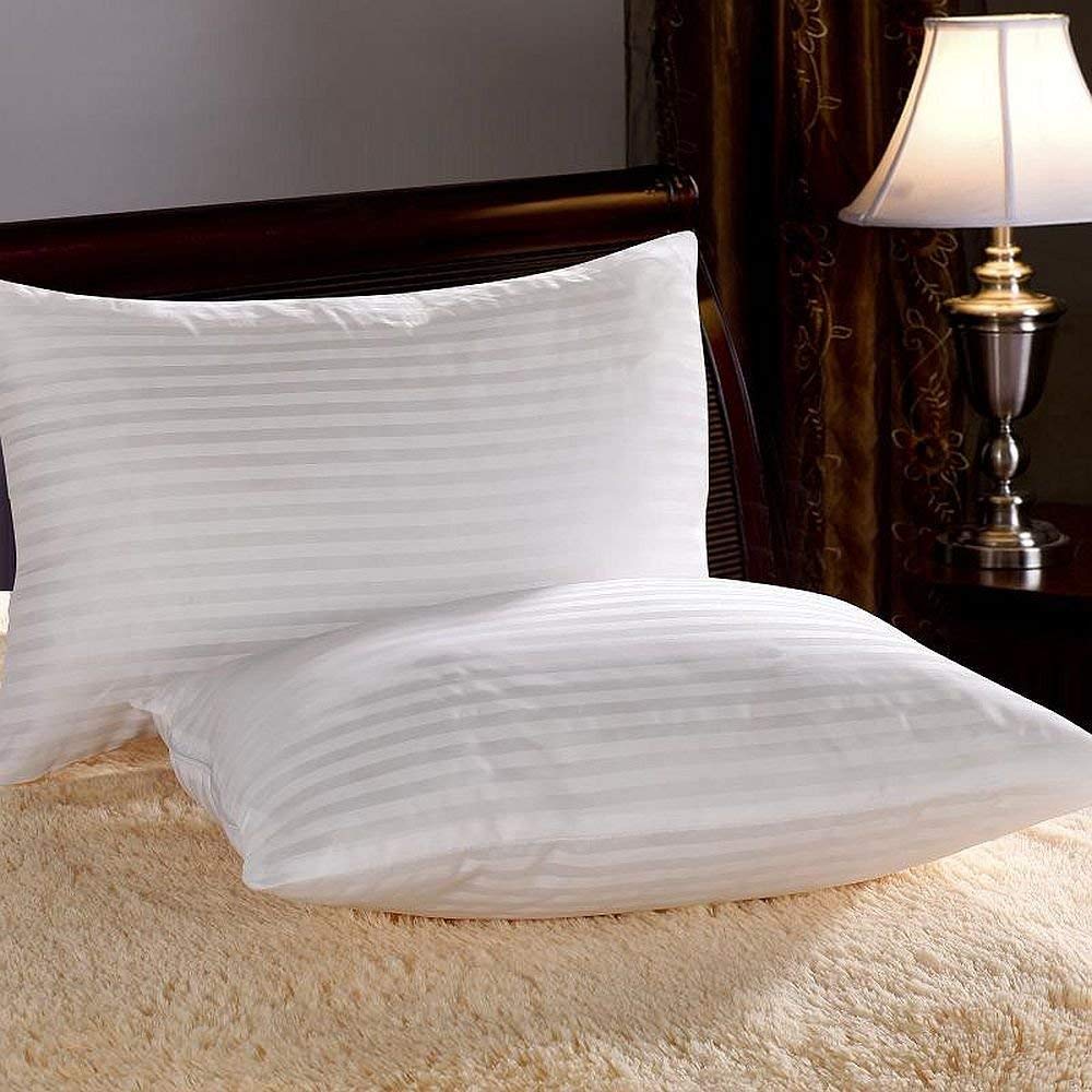 Premium Striped Fabric Luxury Premium Pillows - Pack of 2 Pcs| White | Conjugated Virgin Fiber Filling | Hotel Quality Linen - JDX STORE