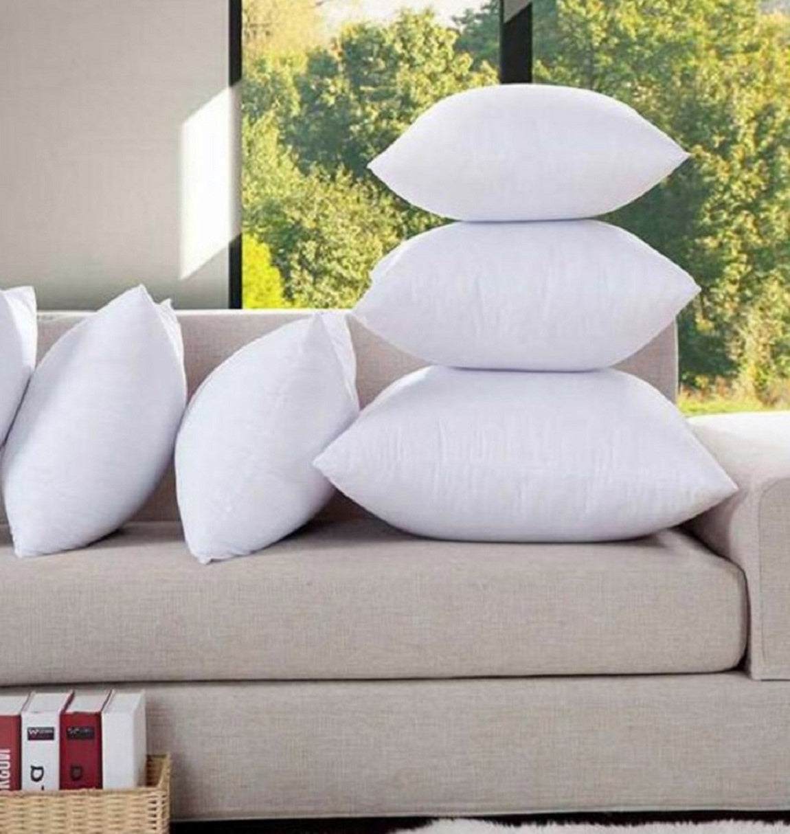 JDX White Polyester Cushion Fillers, Hotel/Home Quality Hollow Fiber Cushion Filler, Set of 5 Piece - JDX STORE