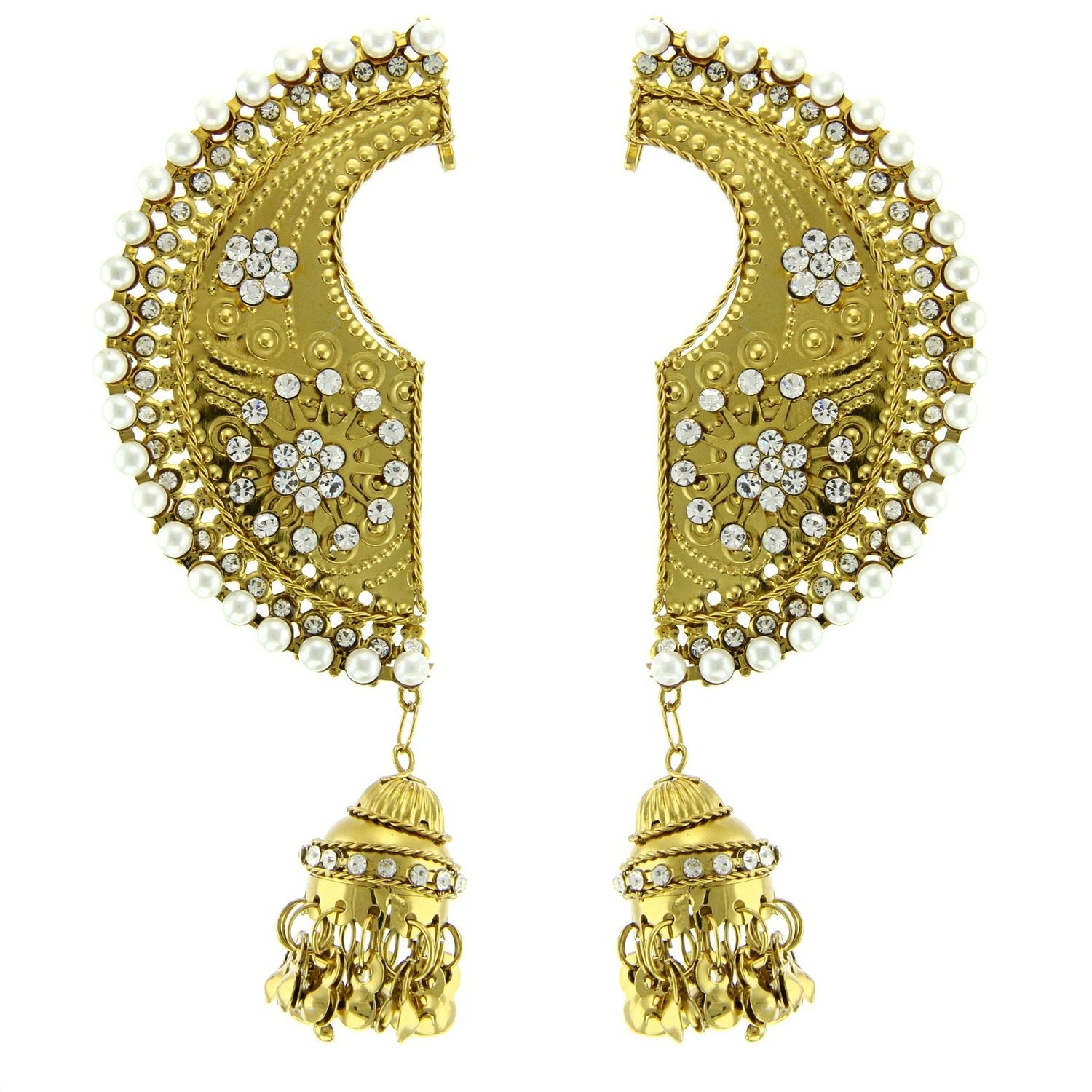 JDX Golden Plated Pearl and Crystel Studd Earring for Women and Girls - JDX STORE