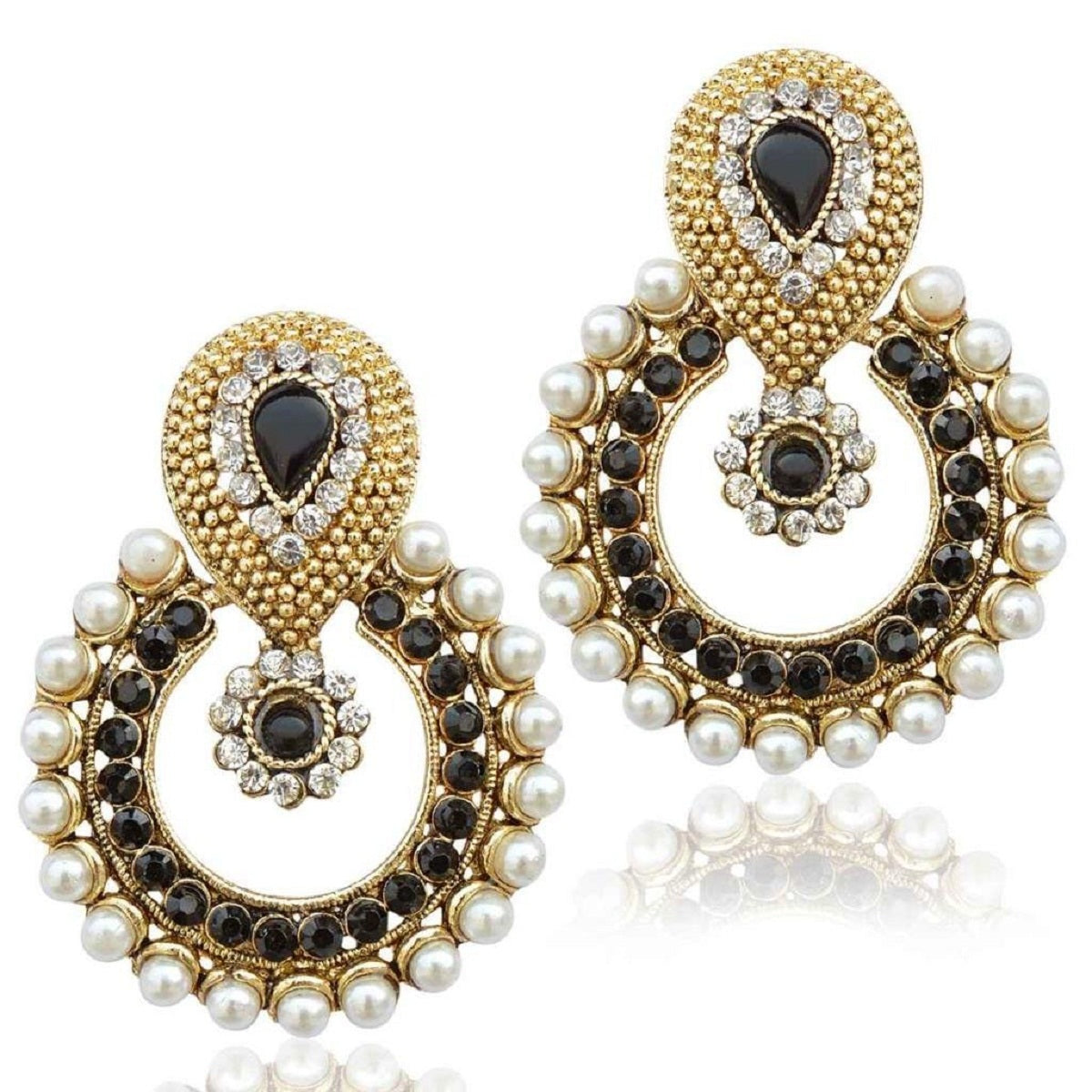 JDX Stylish Pearl and American Diamond Studded Earring Set for Women and Girls - JDX STORE