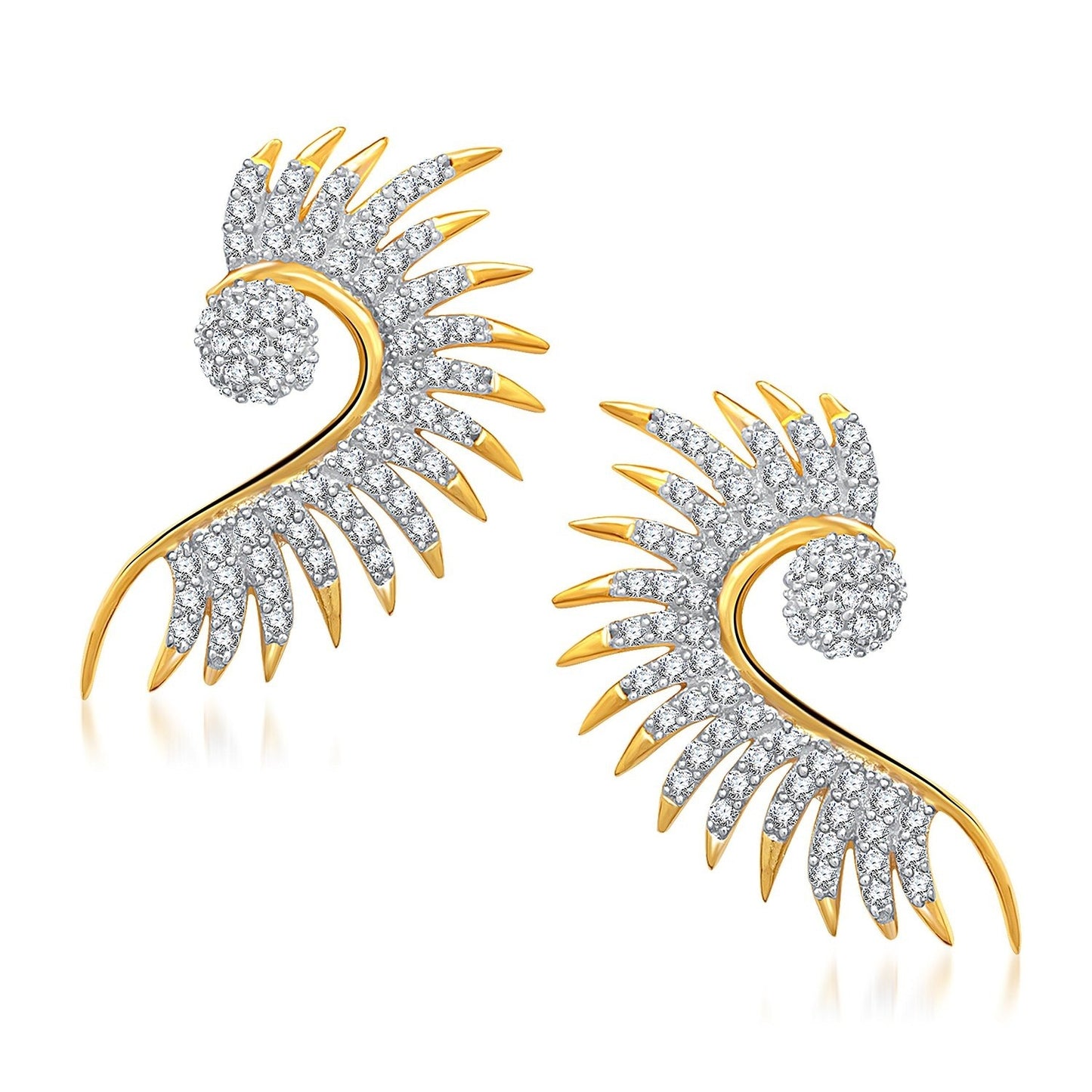 JDX Modern Wing Style Crystel Studd Golden Plated Earring Set for Women and Girls - JDX STORE