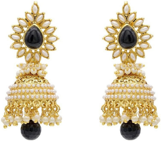 Traditional Golden Plated Stone Studded Earring Set for Women and Girls - JDX STORE