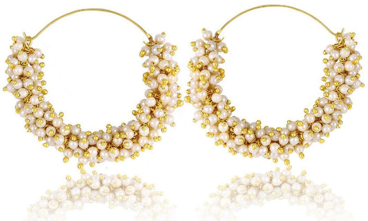 JDX  Gold Plated Pearl & Beads Earrings For Women's 