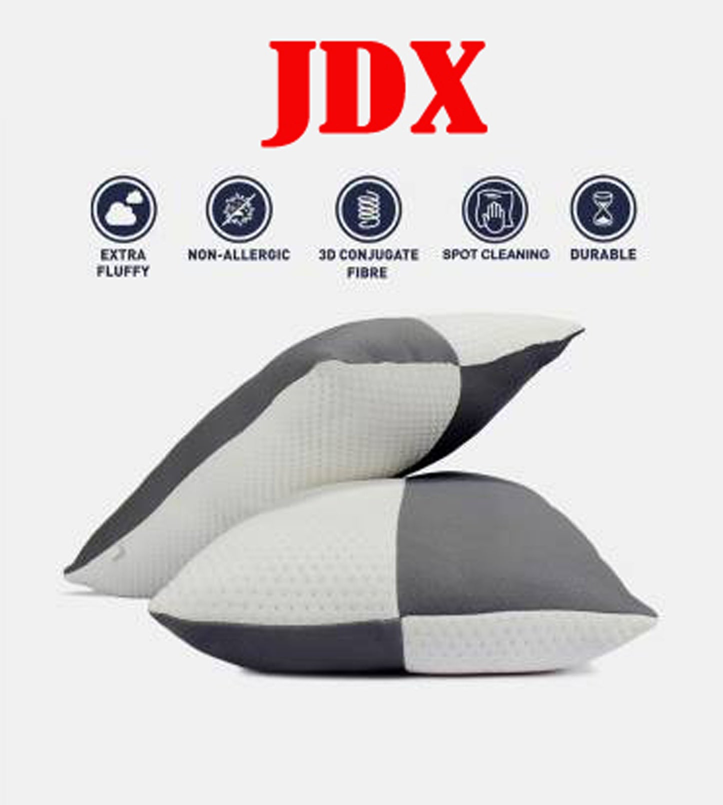 JDX Luxury 16x24 Inch Grey and White Microfibre Geometric Sleeping Pillow Pack of 2  (White, Grey)