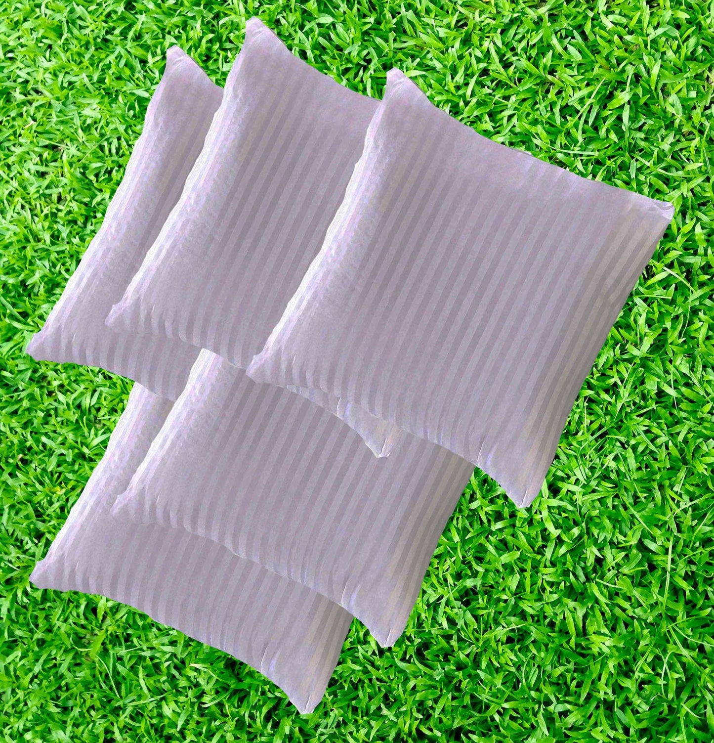 JDX Hotel Quanlity Microfiber Satin Striped Cushion Filler, Set of 5- White - JDX STORE